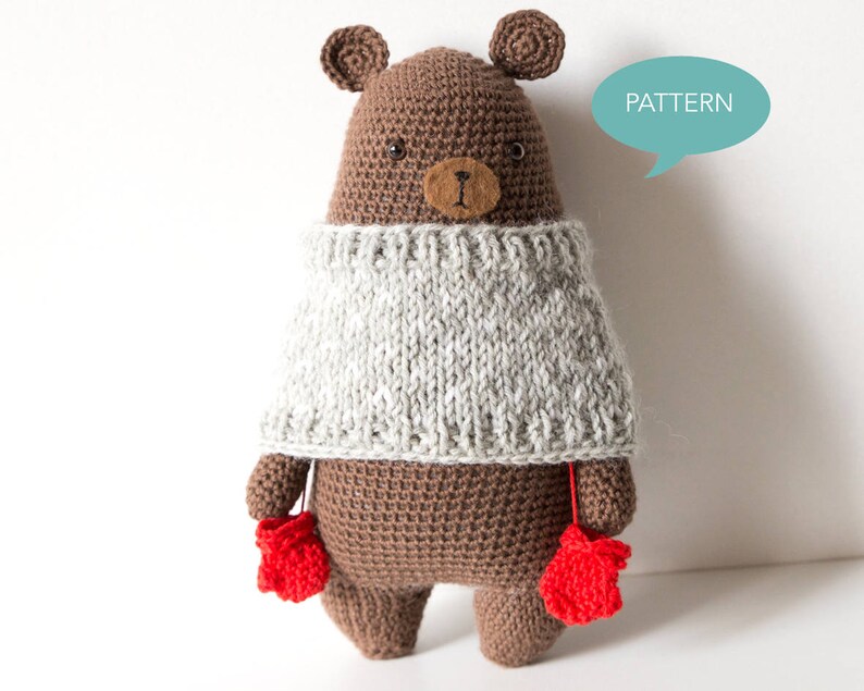 Crochet pattern Bear Amigurumi, Digital PDF crochet pattern, Amigurumi pattern Bear, crochet tutorial Bear, Stuffed Animal crochet pattern image 1