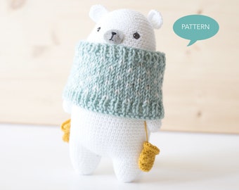 Crochet pattern Polar Bear Amigurumi, Digital PDF crochet pattern Ice Bear, Amigurumi pattern Ice Bear, crochet tutorial Polar Bear