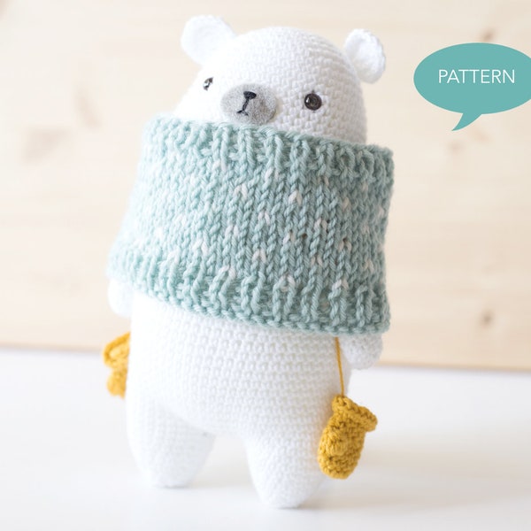 Crochet pattern Polar Bear Amigurumi, Digital PDF crochet pattern Ice Bear, Amigurumi pattern Ice Bear, crochet tutorial Polar Bear