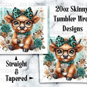 Highland Cow Iced Coffee 20oz Tumbler Wrap (Digital Download)