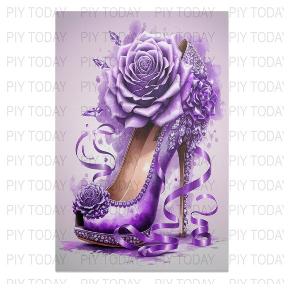 Purple Rose High Heel Fashion Art Print (digital Download)