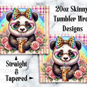 Rainbow Panda Tumbler Sublimation Design: Straight & Tapered Wrap (Digital Download)