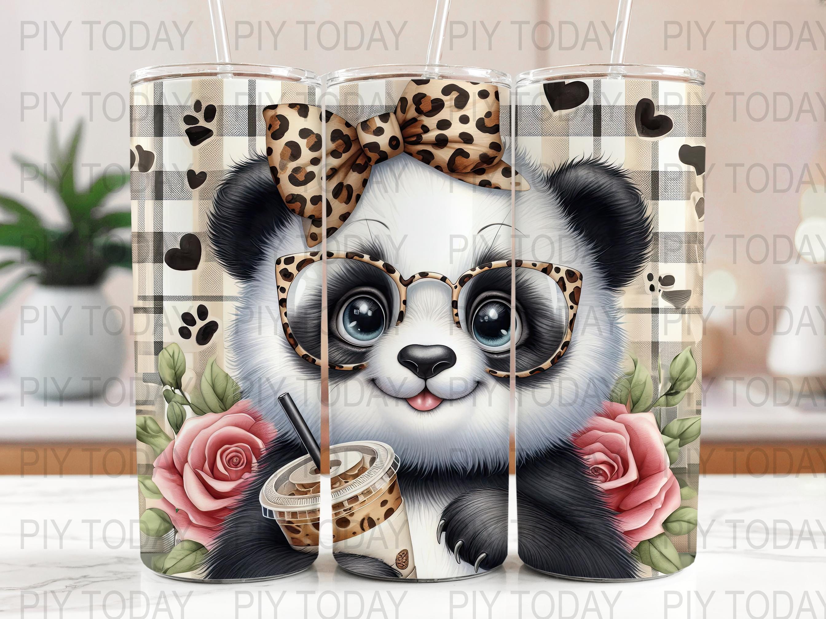 Cute Panda Tumbler Sublimation Design, 20 Oz Tumbler Wrap, Straight and ...