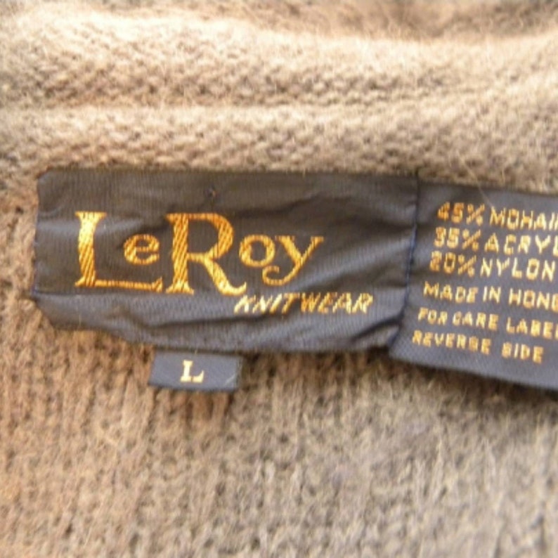 VTG Vintage LeRoy Knit Coat Cardigan Sweater Gray Mohair Wool Womens Large Button Up Pockets