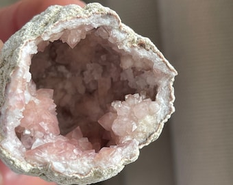 Sakura Mini Geode Magic GENTLE Blush Pink Amethyst Crystal CAVE Precious Tiny Incredibly Purifying High Vibration Cluster Love Crystals Grid