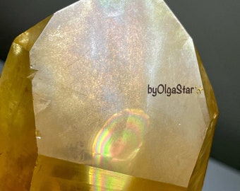BEYOND RARE Rainbow Angel Wing Pure Raw GOLD Lemurian Quartz Crystal Point as UnEarthed | Crystal Clear High Frequency Powerful Energy Tool