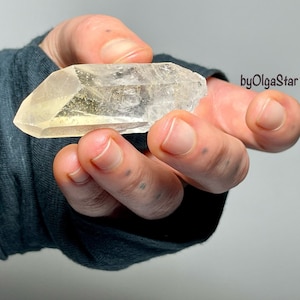 GOLDEN HEALER Lemurian Seed Quartz Crystal Point | Must Have All Purpose Gem | Connection with Higher Vibrationally Realms | Gold Ray Stone