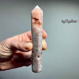 Rose Pink Amethyst Quartz Crystal Wand | Druzy Inner Cave Therapy To Soothe Divine Feminine Soul | Amazing Gift For Pregnant Moms Mum Home