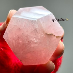 Rose Gem Quartz Dodecahedron Potent Sparkly Crystal Shape | Safe Expansion Higher Vibration Realm | Fine Quality Energy Tool Platonic Solids