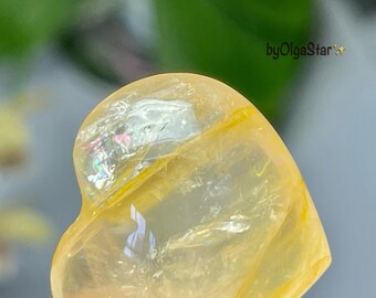 Heart Therapy Wondrous Metaphysical Worker Golden Healer Quartz Crystal Heart | Stimulates Our Creative Expression on ALL Levels From Soul