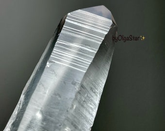 Exquisite Glass Clear Multidimensional Lemurian Quartz Crystal | Ascension Ladder | Lemurian Lines Formed of Glyphs | Cosmic Energy | Telos