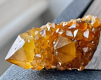 PURE GOLD Yellow Citrine Spirit Quartz | Aligning Personal and Divine Will | Vibrant Energy High Frequency | Gold Shimmer Red Iron Staining