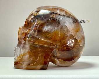 Quartz Crystal Skull MUlTIDIMENSIONAL SELF AWARENESS Meditation Tool | Golden Healer Psychedelic Rainbows Stone | Humanity Consciousness OM