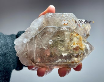 Enhydro Elestial Skeletal Fenster Quartz Floater Crystal | ONE OFF Translucent Silver Matt Frost | Sacred Geometry Akashic Records Frequency