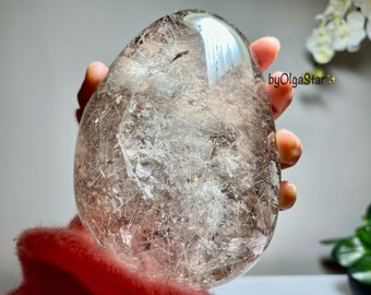 Lodolite Quartz Crystal | MAKE a WISH | DREAM State Facilitator Phantom Garden Quartz Lens Silver Rutile | Metaphysical Gemstone Home Decor