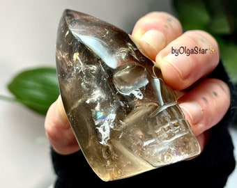 Smoky Quartz Crystal SKULL Spirit Guided Carving | Facilitates Meditation Meditative Access to SUPER SELF Your Infinite Self Identity | Home