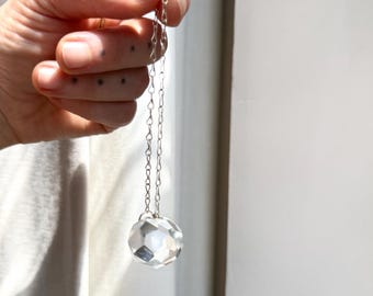 Clear Quartz Crystal Pendulum Faceted Sphere Dowsing Divination Tool Rainbow Maker Higher Self Intuition Spirit Guide Spiritual Gift