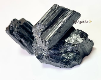 Potent SCHORL Black Tourmaline Trio Specimens For Energy Crystal Grids Work | Strong Spiritual Grounding Stone Wellbeing Aura Chakras Detox