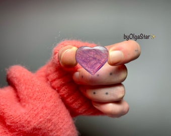 Tiny Loving Pocket Size Amethyst Crystal Heart | Visionary Amethyst Crystal Guidance And Healing | Clarity And Love Energy | Healing Reiki