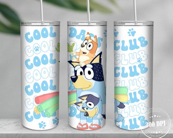 Blue Dog Dad 20oz Skinny Tumbler PNG Sublimation Designs, Father's Day Tumbler Straight/Tapered PNG, Cartoon Tumbler Wrap PNG, Cartoon Png