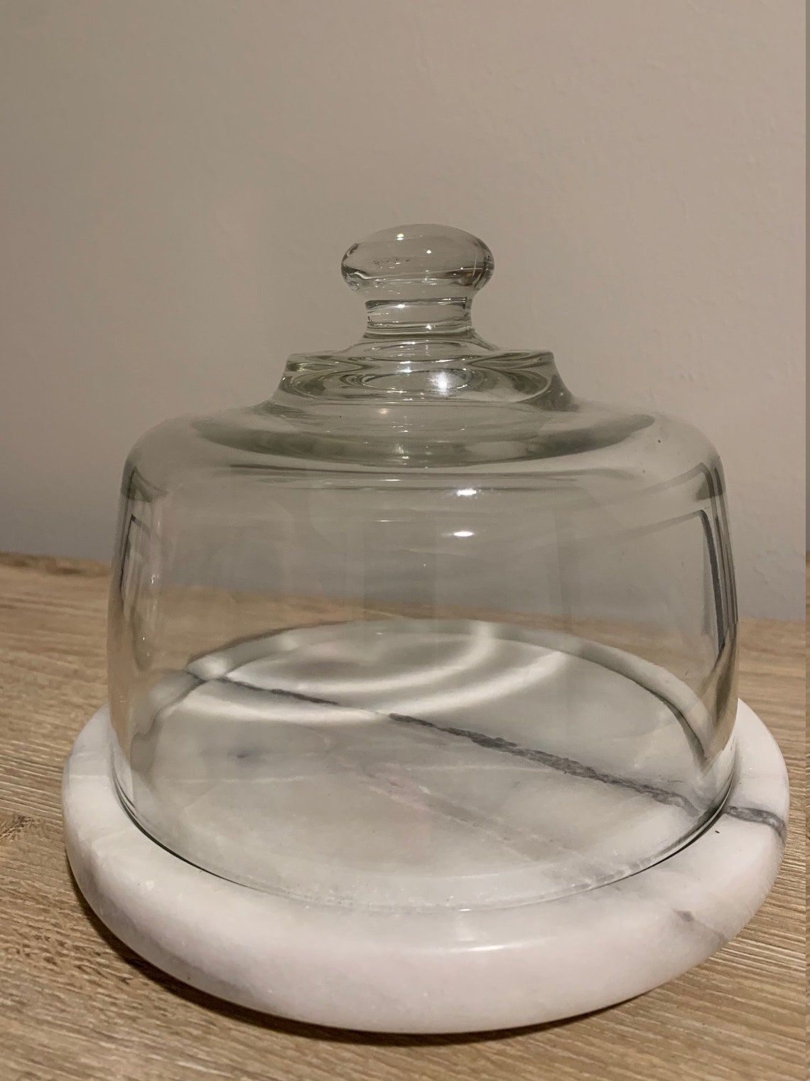 Marble Glass Mini Cake Stand With Dome Lid Serving Tray