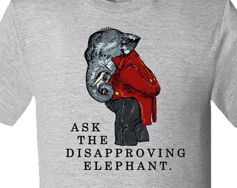 Digital Download Disapproving Elephant Graphic Art for Printable Tshirt Transfer Design or Clip art use. Because grumpy Elephants are great.