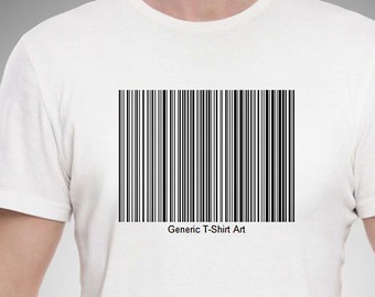 Digital Download Bar Code Graphic Art for Printable T-Shirt Transfer Design or Clip art use. A Simplistic modern Generic T-Shirt Art design.