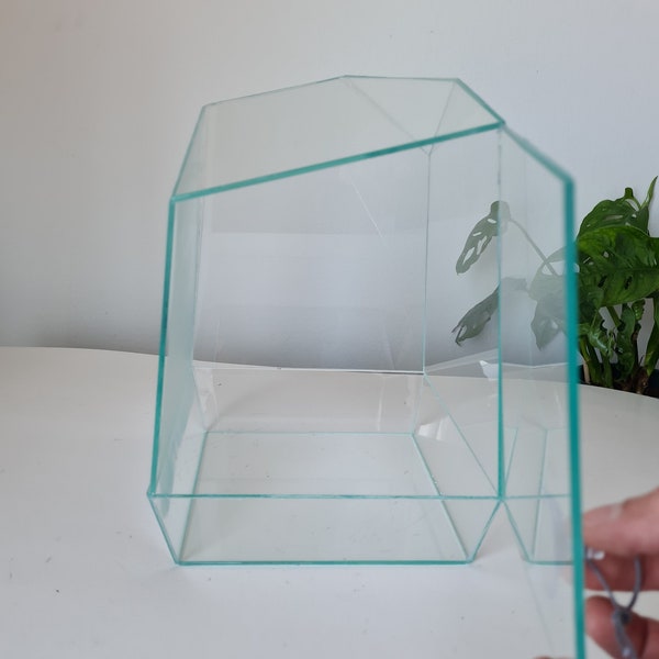 Handmade glass terrarium container with transparent silicone 'white_knight'