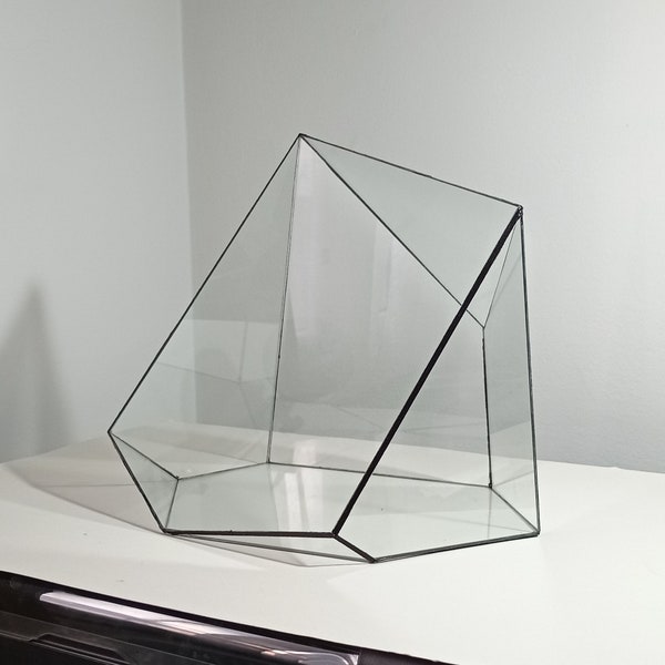 Handmade glass terrarium container with black silicone 'moonshine'