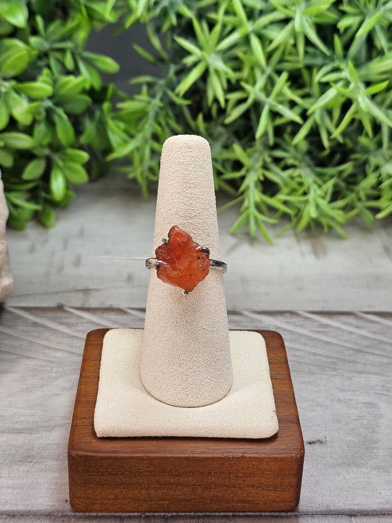 Rough carnelian and 925 silver ring size 7.5 - image 4