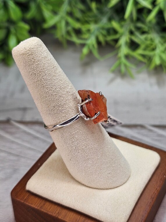 Rough carnelian and 925 silver ring size 7.5 - image 5