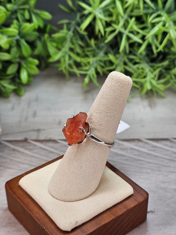 Rough carnelian and 925 silver ring size 7.5 - image 3