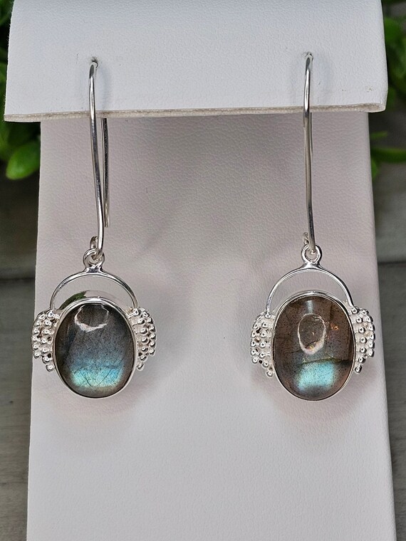 Labradorite and 925 silver dangle earrings - image 2