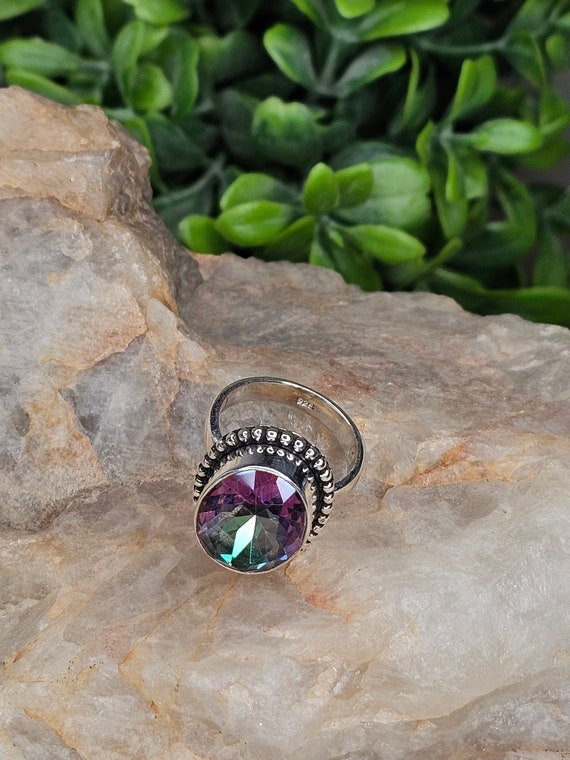 Bellissimo Anello In Argento Sterling 925 Con Topazio Mistico Di - Foto 6