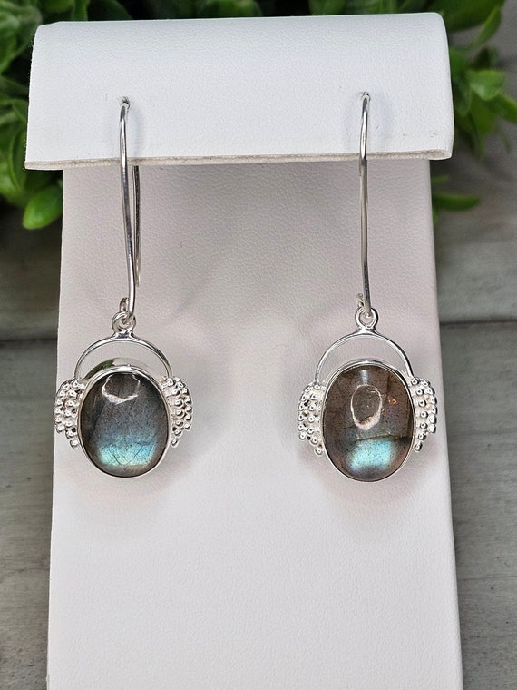 Labradorite and 925 silver dangle earrings