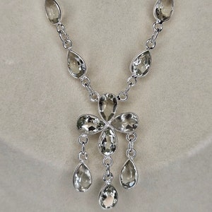 Green amethyst and 925 sterling silver necklace