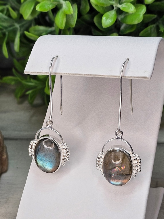 Labradorite and 925 silver dangle earrings - image 6