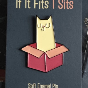 Soft Enamel Pin If It Fits I Sits cat badge image 2