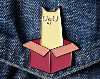 Soft Enamel Pin - If It Fits I Sits (cat badge)