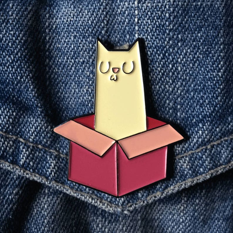 Soft Enamel Pin If It Fits I Sits cat badge image 1