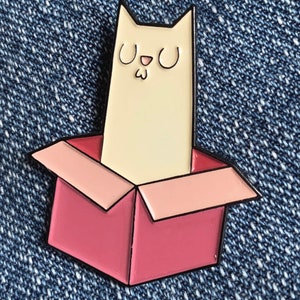 Soft Enamel Pin If It Fits I Sits cat badge image 3