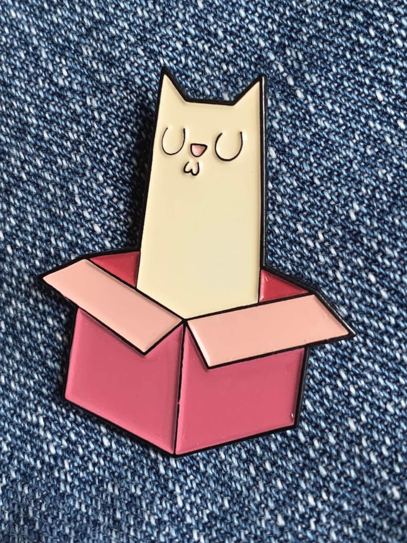 Soft Enamel Pin If It Fits I Sits cat badge image 3