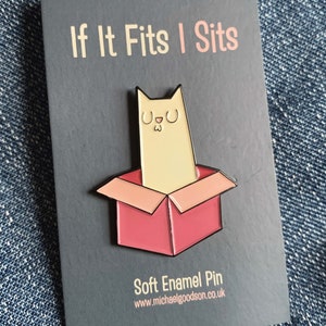 Soft Enamel Pin If It Fits I Sits cat badge image 5