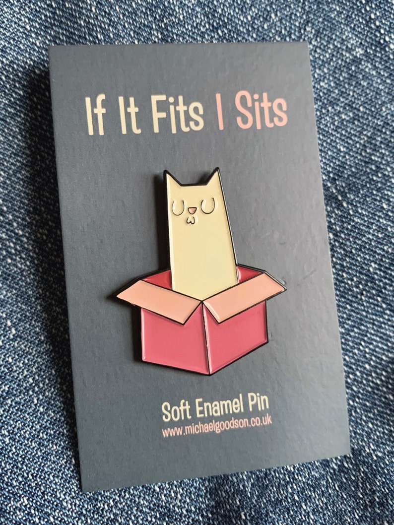 Soft Enamel Pin If It Fits I Sits cat badge image 5