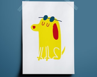 Dog with Shades - Giclee Print