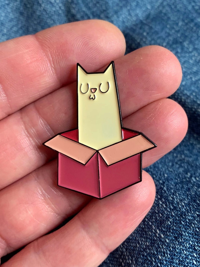 Soft Enamel Pin If It Fits I Sits cat badge image 4