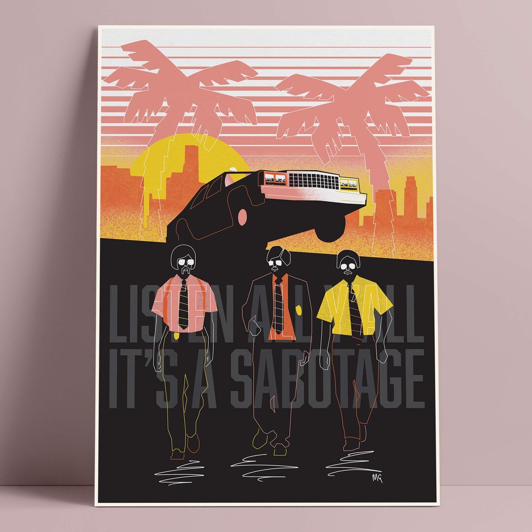 ビースティーボーイズBEASTIE BOYS SABOTAGE ポスター BEASTIE BOYS Sabotage BANNER 2x2 Ft Fabric Poster Tapestry