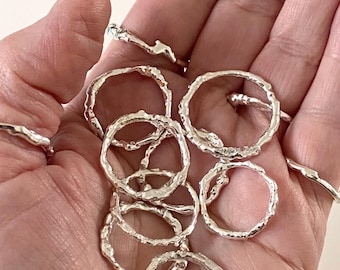 Molten Sterling Silver Ring: Recycled Stacking Band, organic and totally unique sizes N - Q