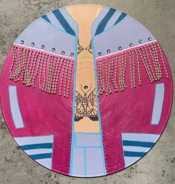 Harry Styles LOT2022. A recycled vintage vinyl, Hand Painted Vinyl to show the iconic stage outfit at Los Angeles Night 15.