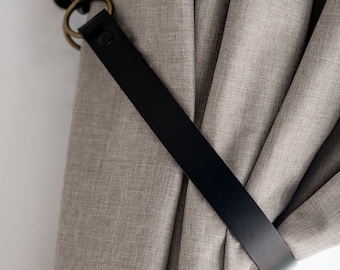 Black Leather Curtain Tie Backs Curtain Hold Back Luxury Decor Curtain Pull Back